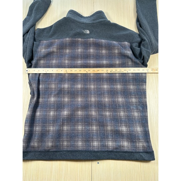 The North Face Cardigan Sweater Mens XL Gray Plaid Knit Mock Neck Full Zip - Picture 6 of 6